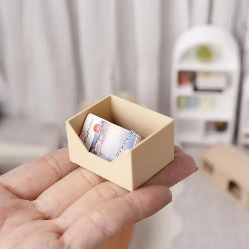 Organizer Bin 1 Set Dollhouse Kit 1:12 Scale Three Layer Storage Container DIY Accessory Mini Stackable Box Dioramas