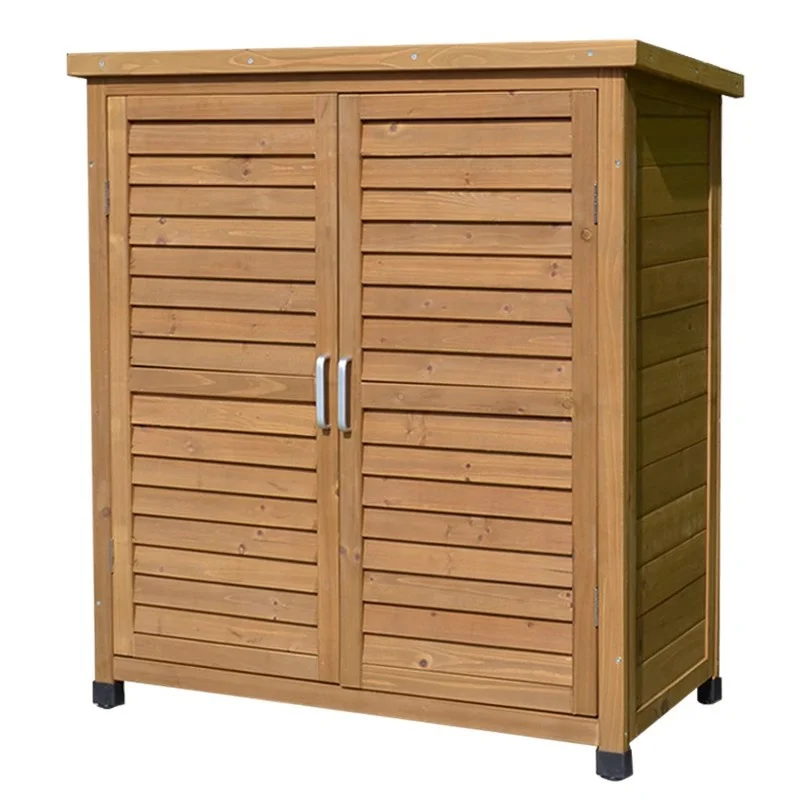 

classic style leisure home decoration outdoor wooden storage cabinet garden tool shed fir wood cabinet backyard storage box