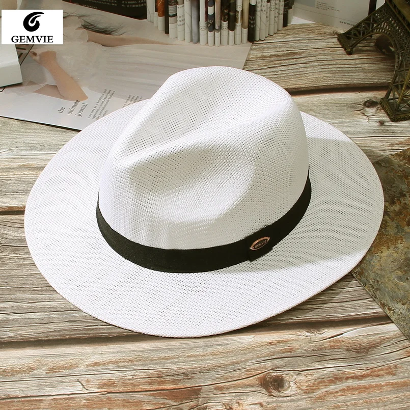 GEMVIE 2022 New Fashion Straw Hat Wide Brim Paper Summer Hat for Women Straw Hat Panama Cap Sun Hat Summer Hats for Women