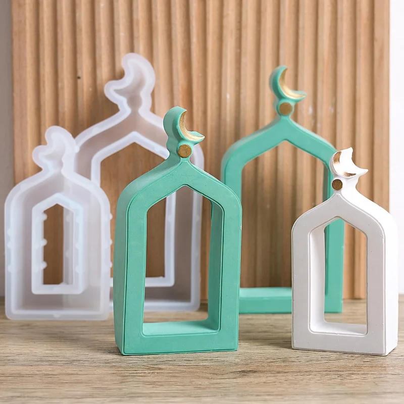 Kreative hohle Tür Silikonform mit Mond Gips Beton Herstellung Ramadan Eid Handwerk Geschenk Ornamente DIY Home Decor Supplies