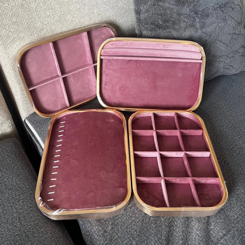 Pink Velvet Jewelry Display Tray 30x20cm, Organizer Storage Holder for Necklace Pendant Ring Bracelet Earring, Exhibition Showca