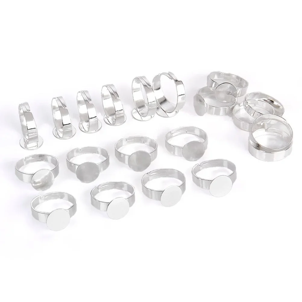 10pcs Ring Bases Adjustable Silver Plated Ring Base Setting Blanks Round Bezel Ring Tray(Environmentally Friendly Electroplating