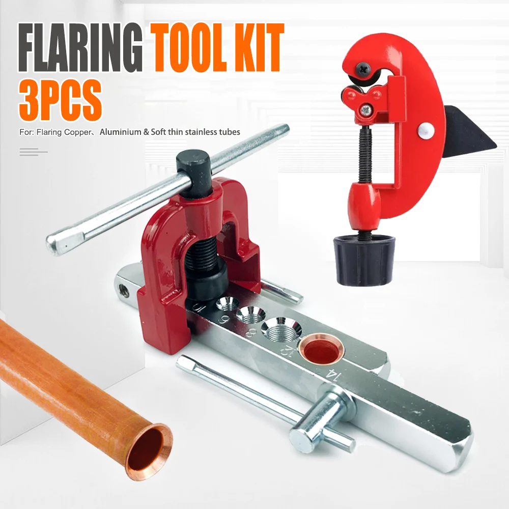 Tube Cutter Flaring Tool Kit Tube Expander Expansion Mouthparts Pipe Cutter Reamer Device For Copper Tube Flaring Tools 3-28mm