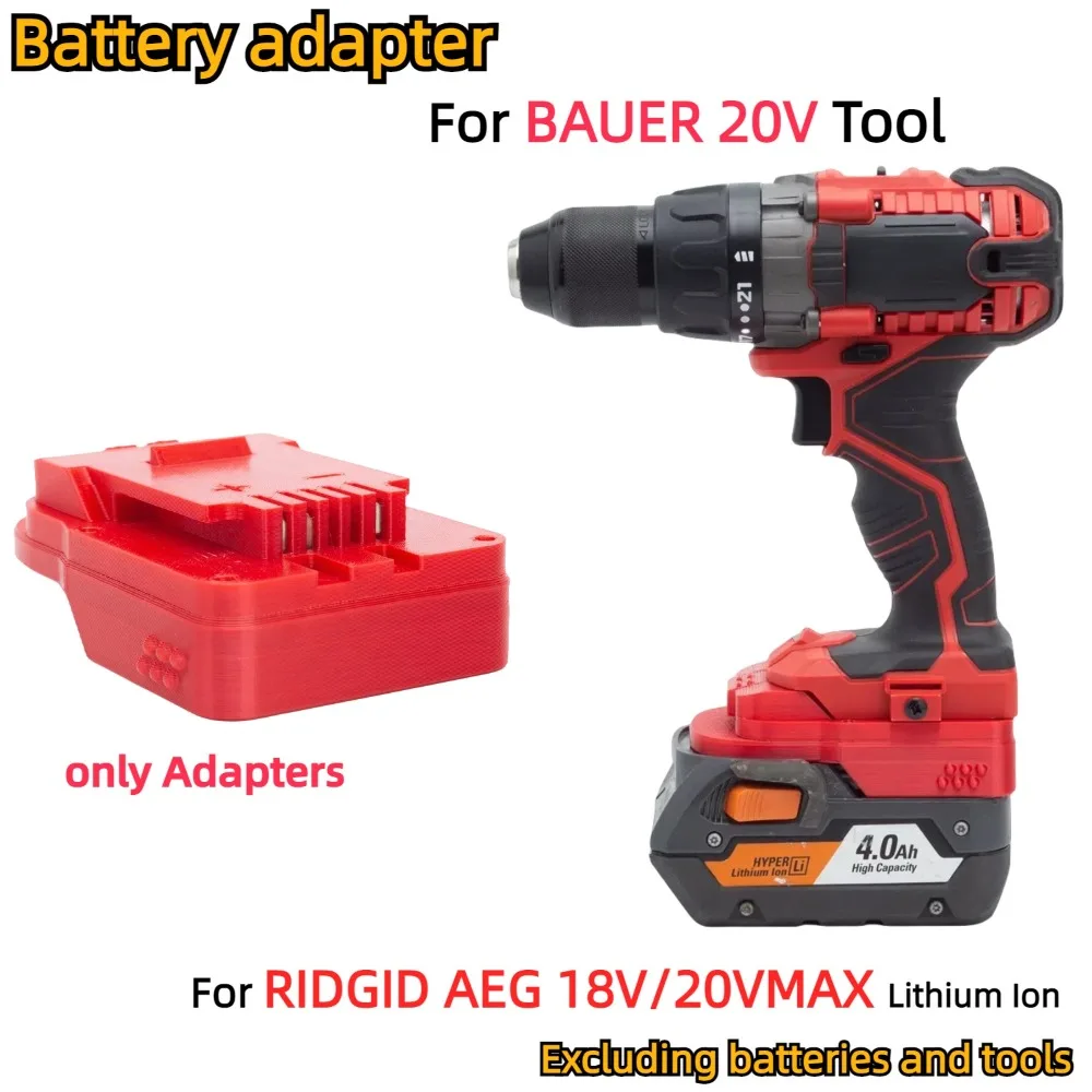 

Adapter/Converter for RIDGID AEG 18V/20VMAX Li-ion Battery TO BAUER 20V Cordless Electric Drill Tools Accessory (Only Adapter)