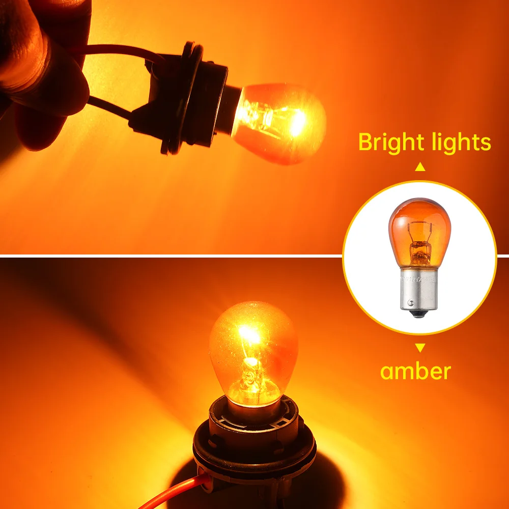 Halogen Bulb Amber Tungsten Wire High Visibility Plug Play Easy Installation Car Motorcycle Indicator Reverse Brake Light Part