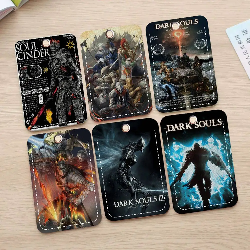 DARK SOULS Adventure Game Keychain With Access Card Holder, Bus Pass & Meal Card ID Bank Card Protective Case For Security