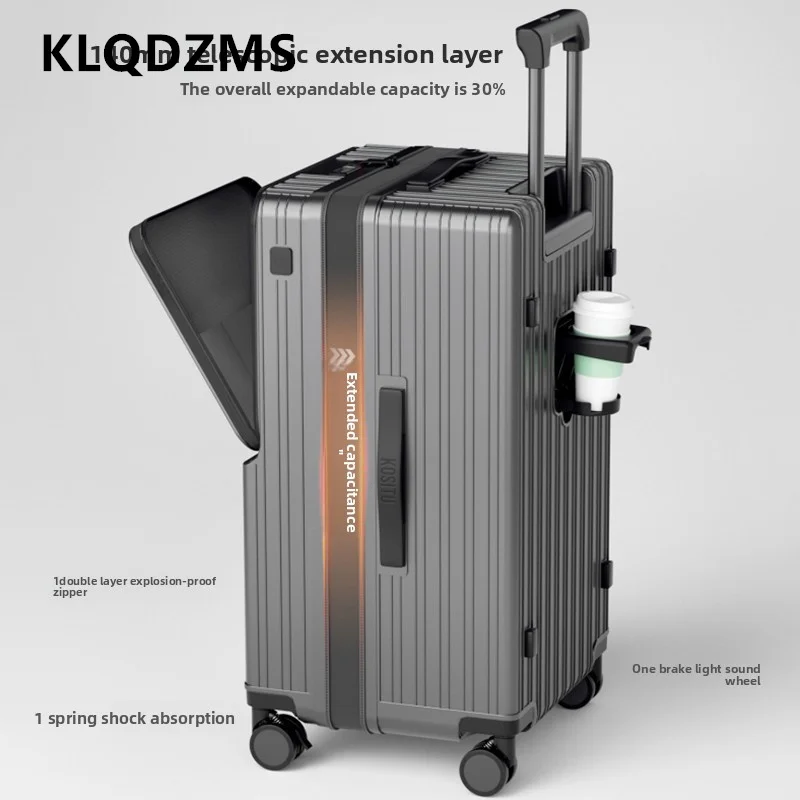 KLQDZMS USB Charging Suitcase Front Opening Boarding Box Multifunctional Trolley Case 20