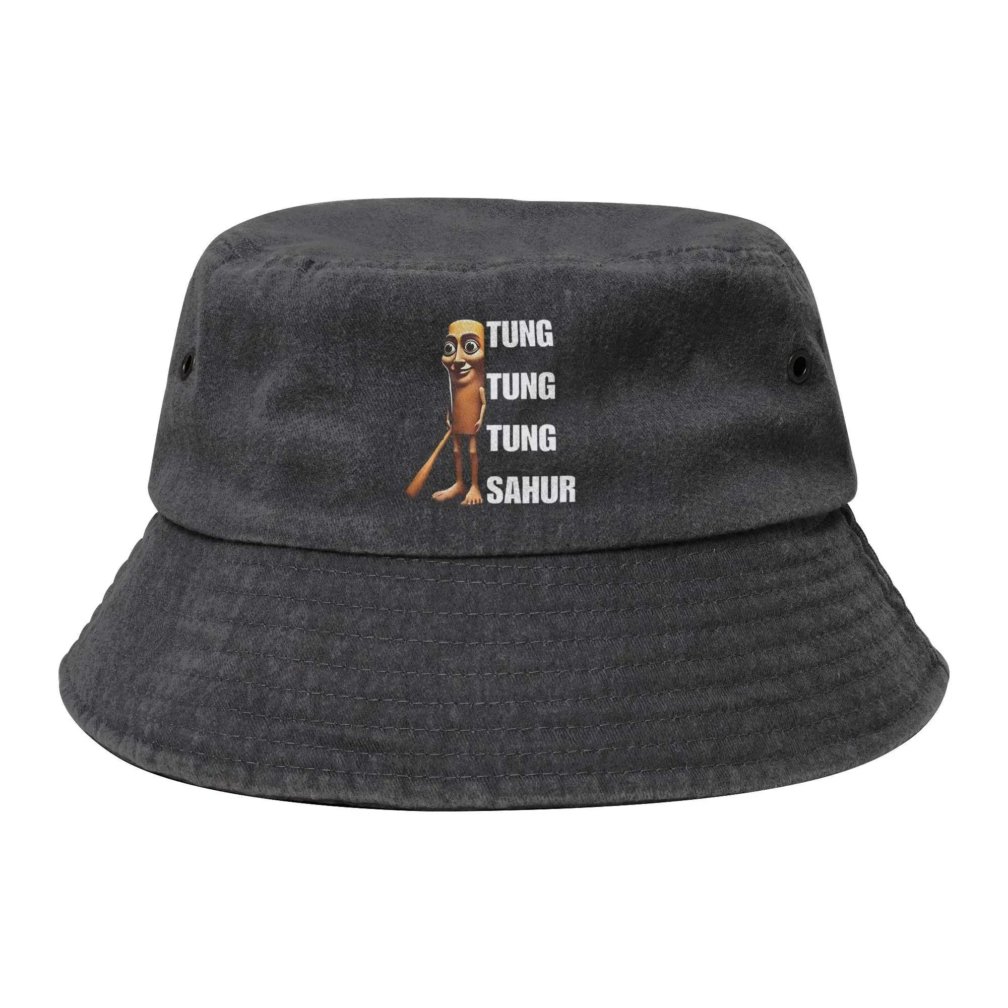 Tung Tung Sahur Bucket Hats for Women Men Summer Italian Brainrot Meme Distressed Cotton Field Hat UV Protection Fisherman Cap