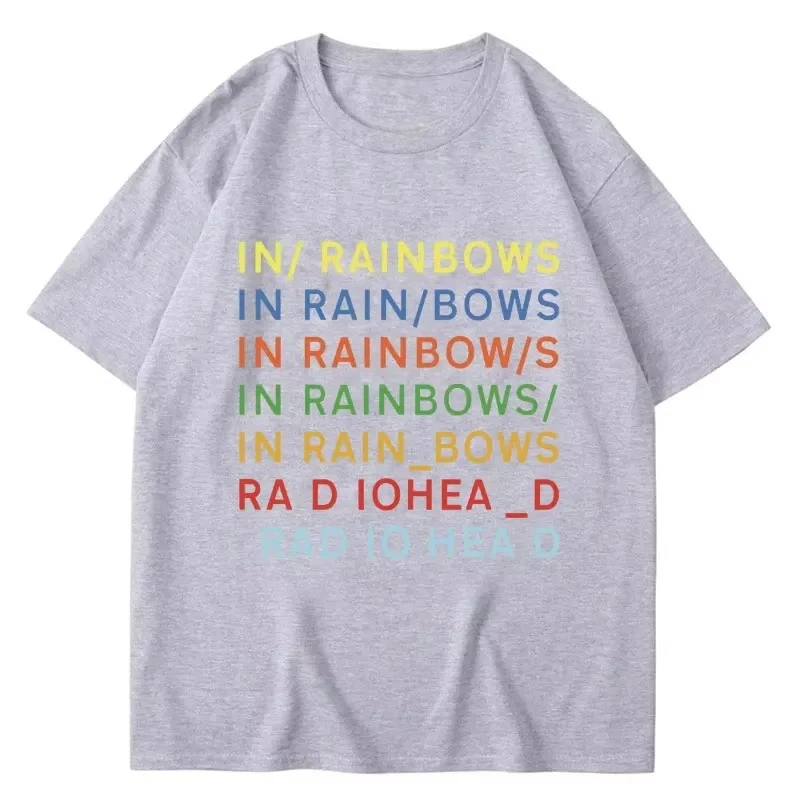 

2025 Summer American Rock Band Radiohead Men's T-Shirt Rainbow Music Album Short Sleeve Hip Hop Loose T-Shirt Streetwear