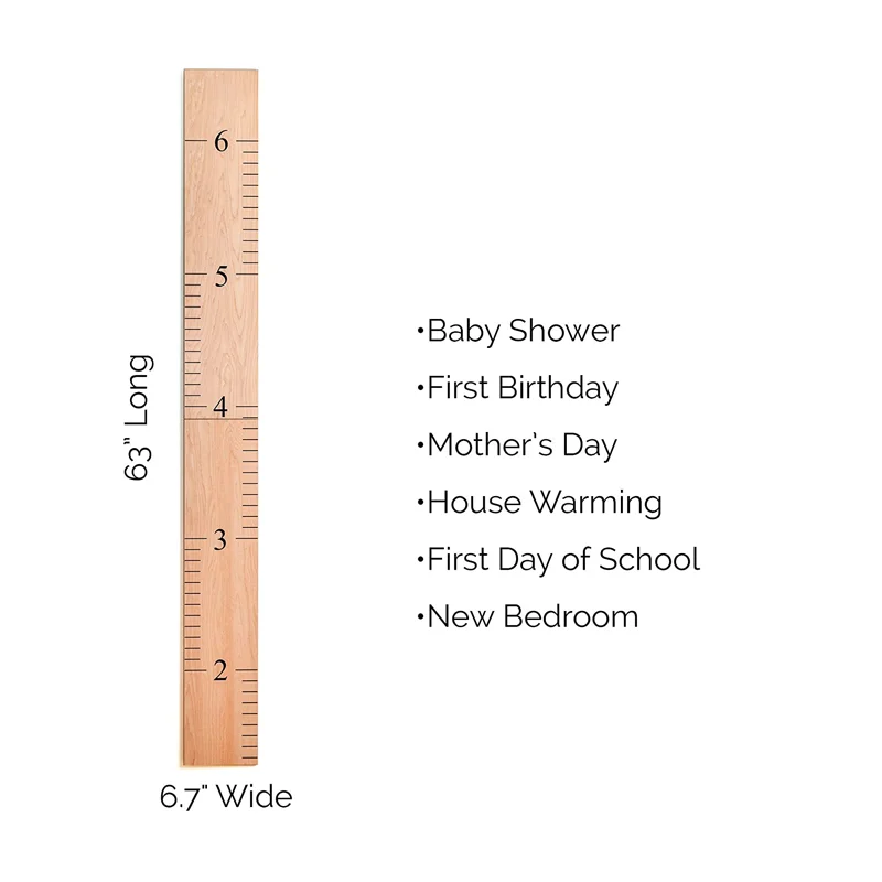 Righello in legno crescita bambini, ragazzi ragazze grafico e misurazione dell'altezza per la decorazione della parete della scuola materna dei bambini