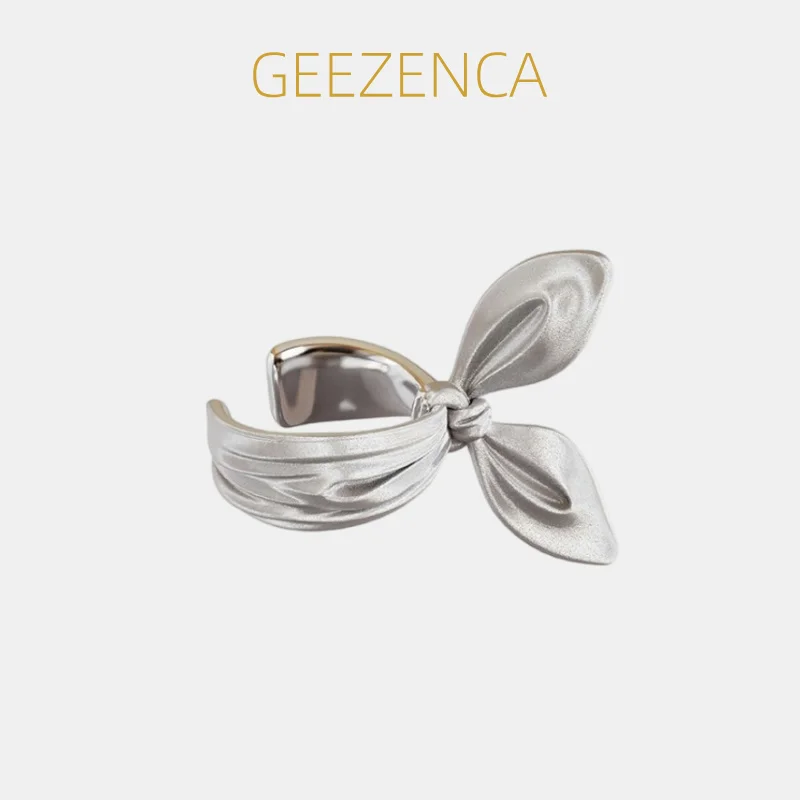 GEEZENCA 1 Piece 925 Sterling Silver 3D Bow Clip Earring For Women Original Design  Non Pierced Earring Statement Jewelry Gift