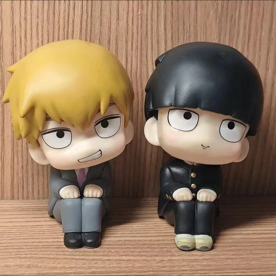 Figurki Anime Mob Psycho 100 Gk Reigen Arataka Edycja Q Kawaii Siedząca Seria Palm Model Lalka Ozdoby na Biurko Kolekcjonerska Zabawka