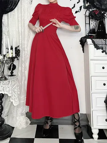 10 best sales röd goth-klänning - №1