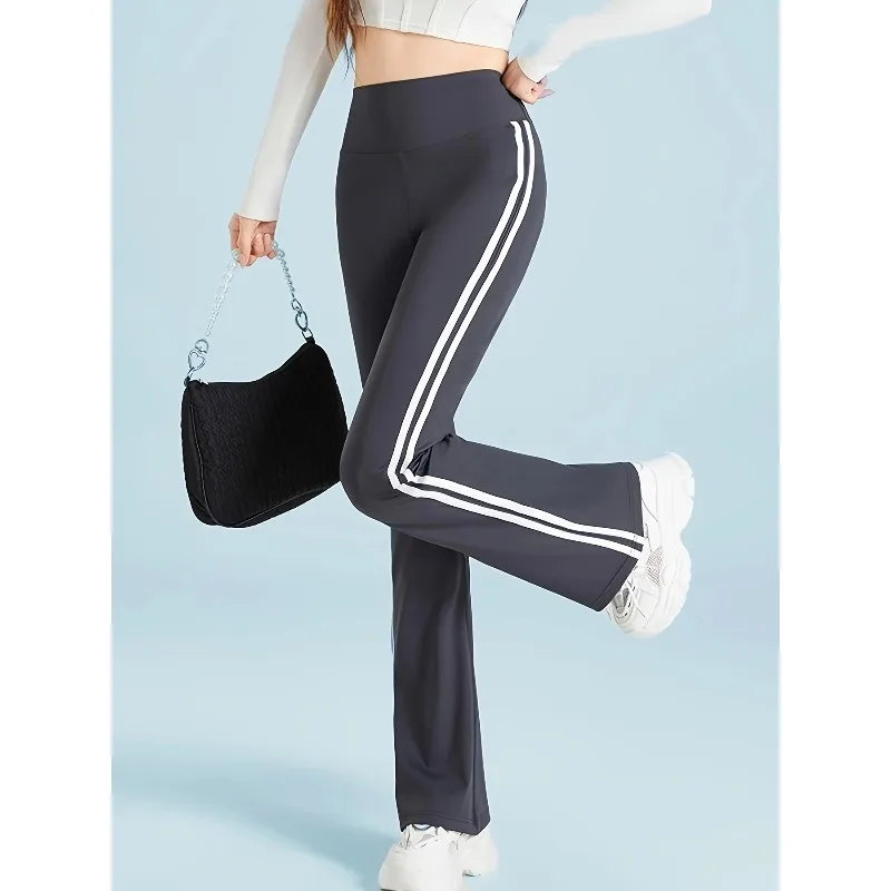 Women's High Waisted Yoga Leggings Booty Lifting Striped Bell-bottoms Leggings Gym Outdoor Running Fitness Wear Stretch Flared