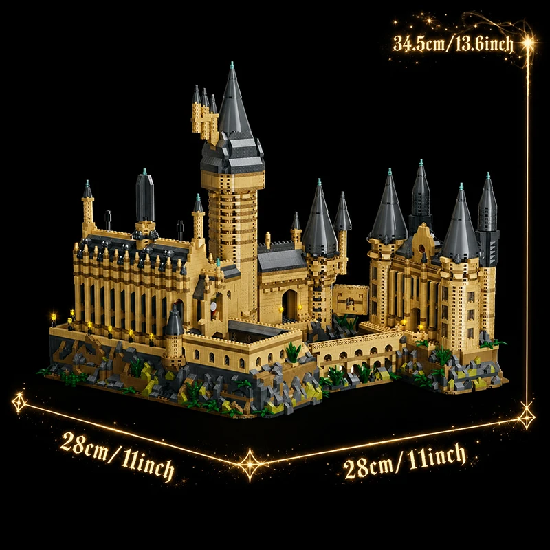 Mittelalterliches Magisches Schloss Hogwarts MOC Bausteine-Set Gotisches Gebäude Bausatz Kreative Feiertagsgeschenke Mikro-Bausteine Modell 6000 Teile – Detail 7