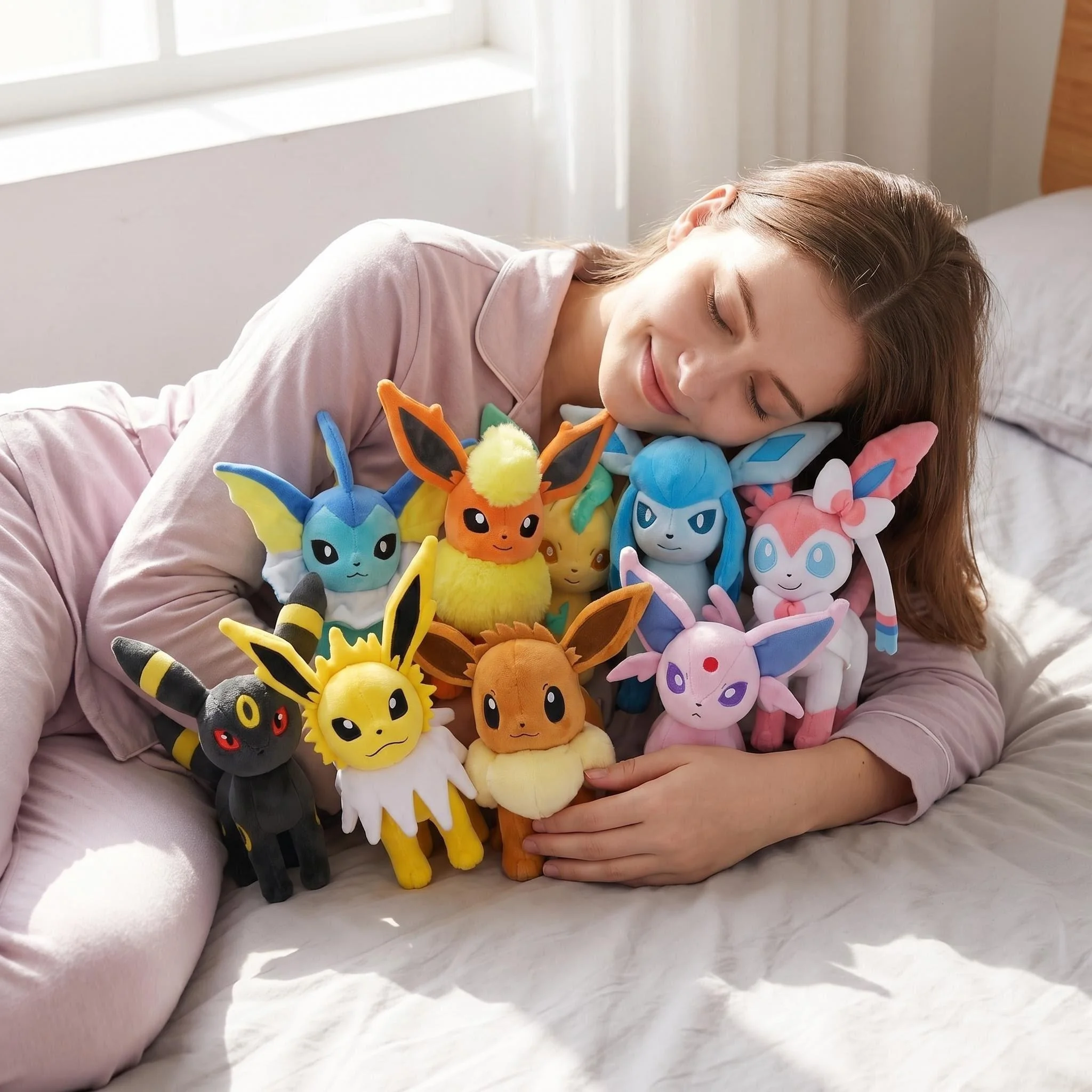 Pokemon Pikachu Plush Toy Eevee Family Evolution Flareon Vaporeon Jolteon Espeon Umbreon Glaceon Leafeon Sylveon Stuffed Doll