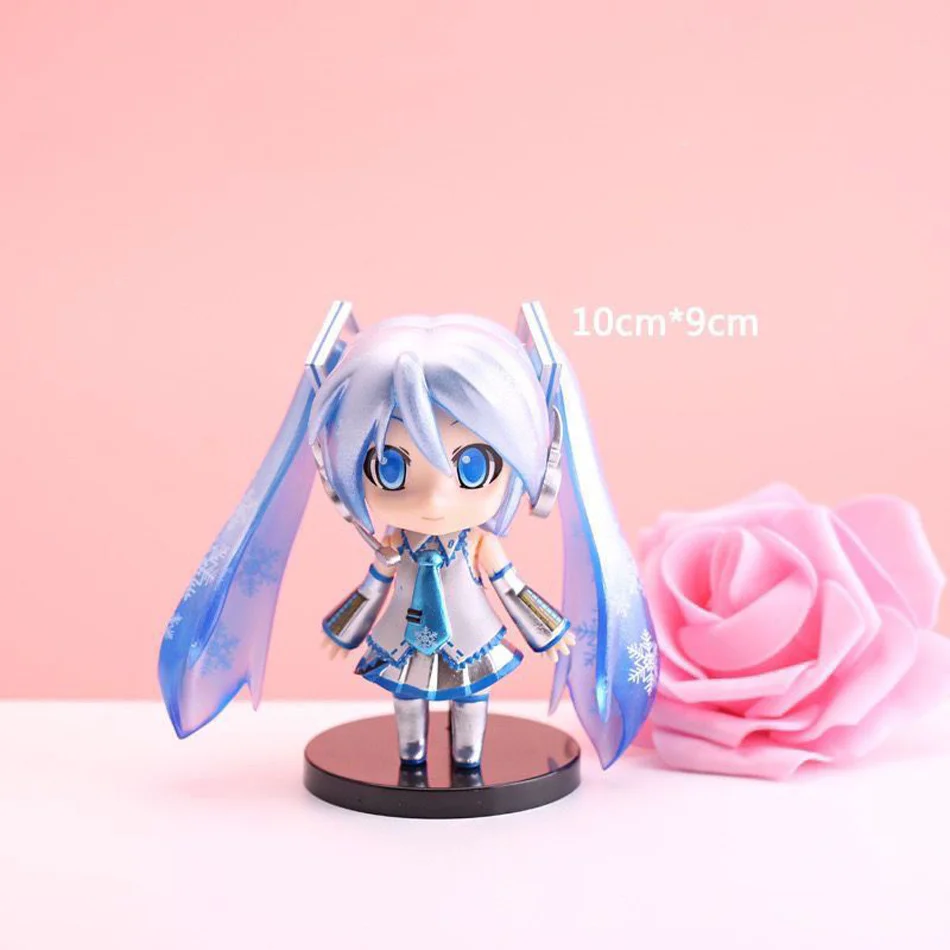 The New Hatsune Miku Figure Mini Character Ornaments Kawai Pink Green Hatsune Home desk Decoration Adult Toy