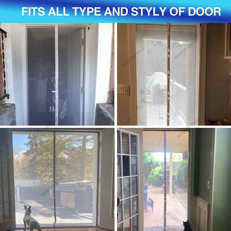 Magnetic Door Screen Custom Size Mosquito Net Curtain Fly Insect Automatic Closing Invisible Mesh for Kitchen Indoor Living Room