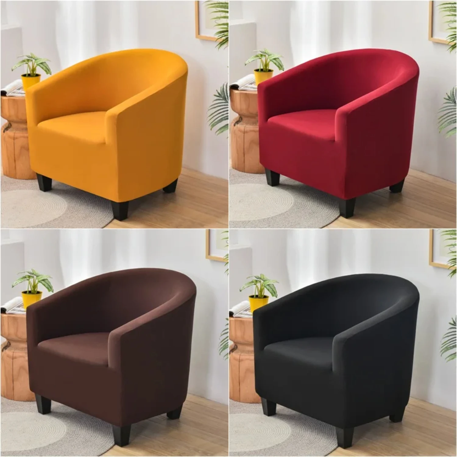 Solid Color Elegant Spandex Sofa Cover with Relaxing Stretch - Elastic Armchair Protector Cover for Living Room - Stylish Single