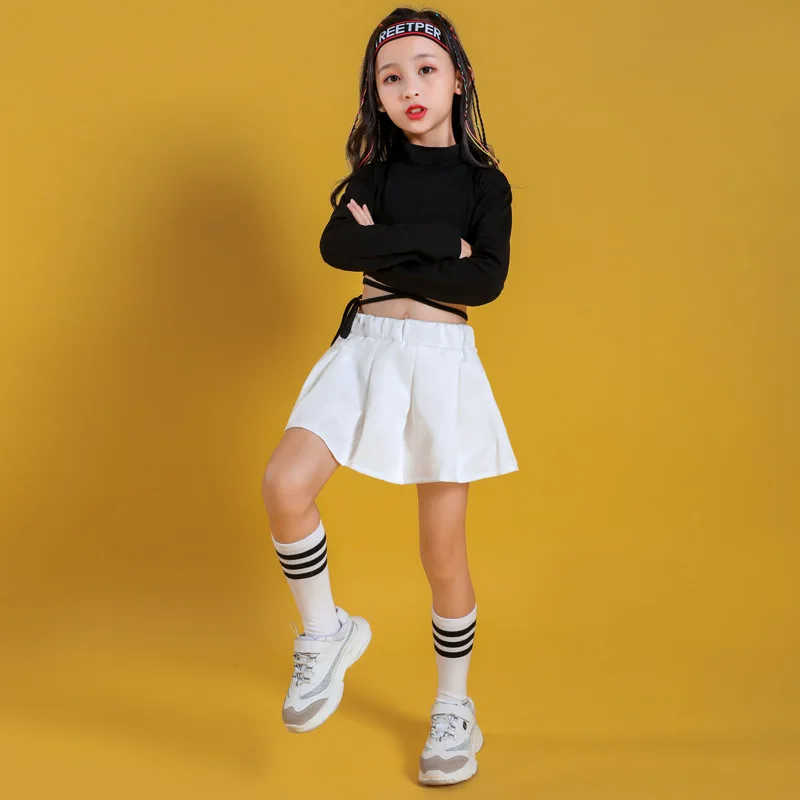 Fashion Cotton Shirt Children Ballroom Hip Hop Skirt Costumes Jazz Street DanceWear Dancewear for Girls Outfits Dancing Clothes