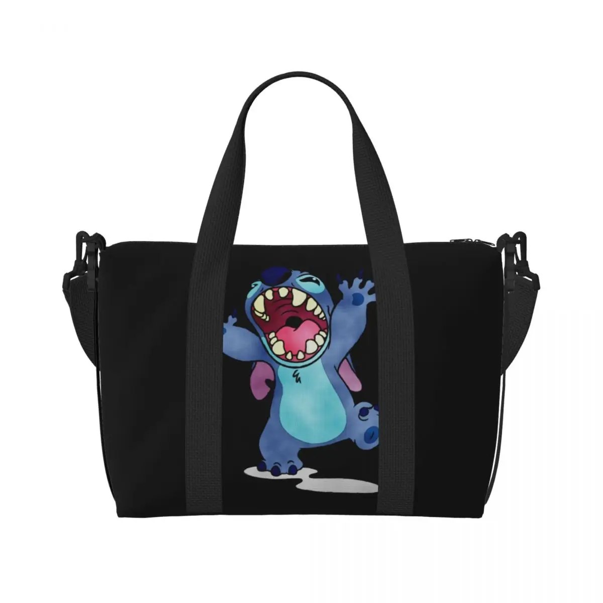 Niestandardowa torba z grubej bawełny Stitch Lion Damska torba podróżna na ramię o dużej pojemności Anime Cartoon Gym Beach