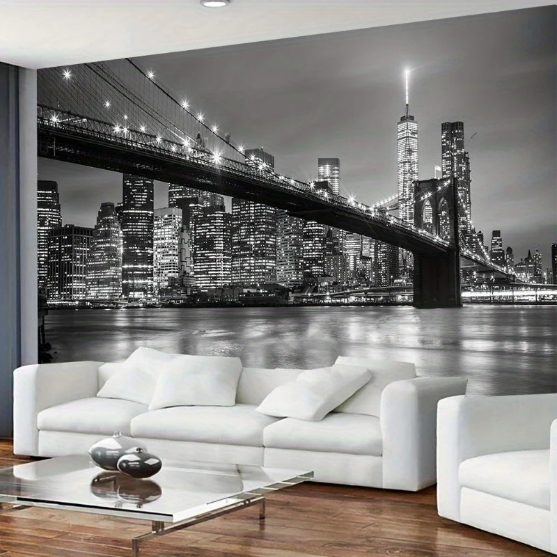 VIKAMA New York Brooklyn Bridge Tapestry City Skyline Background Cloth Living Room Modern Urban Style Room Decoration