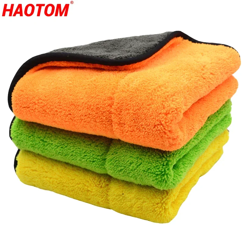 HAOTOM 800GSM 45cmx38cm Super Thick Plush Microfiber Car Cleaning Cloths Car Care Microfibre Wax Polishing Detailing Towels Soft