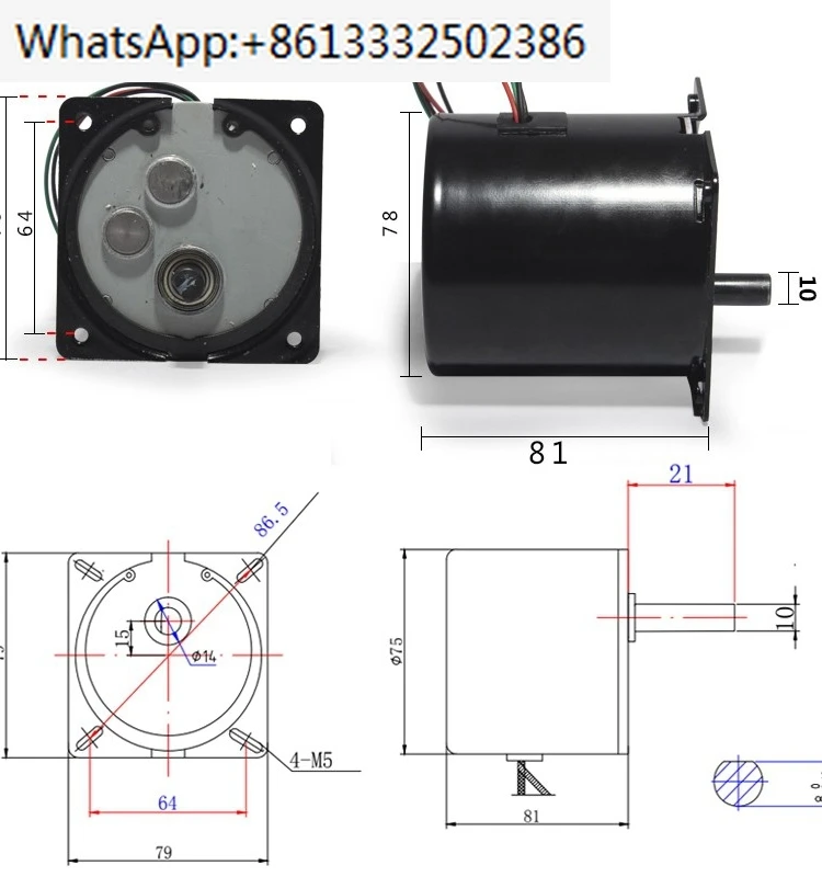 80KTYZ60W220V AC Permanent Magnet Synchronous Motor Low Speed Forward and Reverse Motor Metal Gear Reduction Motor