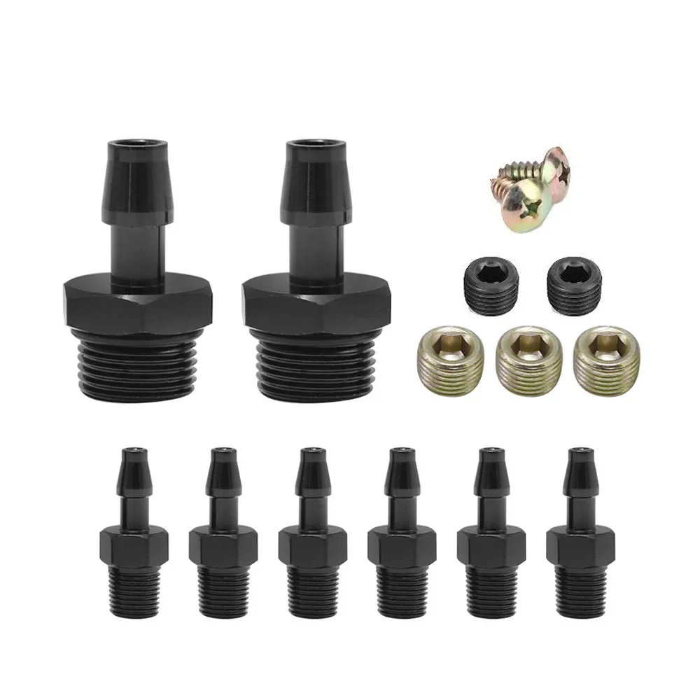 Vacuum Manifold Block Vacuum Port Block 1/8NPT Fuel Gas Wastegate Turbo Boost 5 Port Car Vacuum Block Intake Manifold Kit