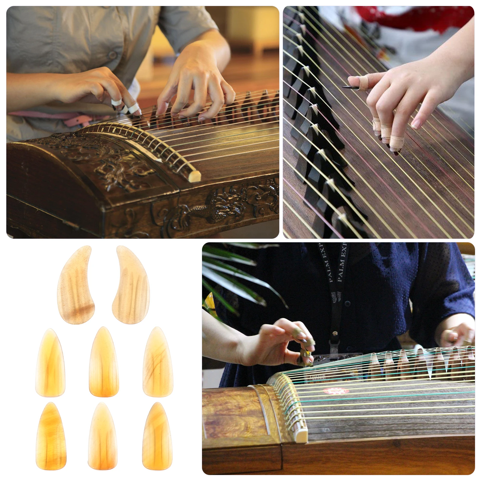 

8pcs Guzheng Nails Accessories Durable Finger Protectors Lightweight Compact Easy Clean Groove Design Moderate Thickness Warm
