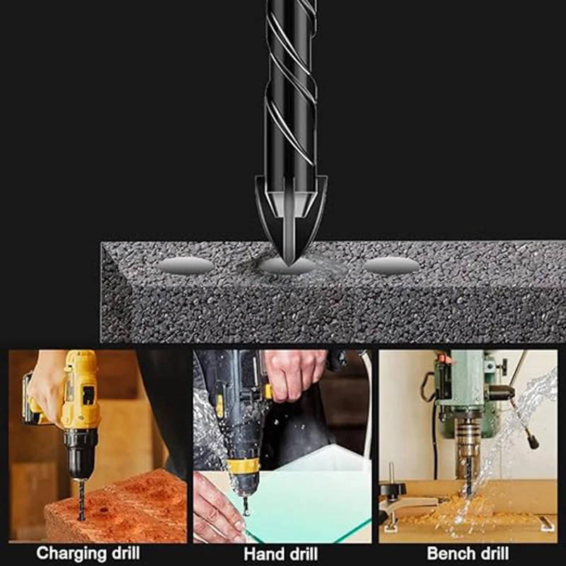 Juego de brocas para hormigón de 7 piezas, juego de brocas para mampostería de 3-12mm, carburo para vidrio, ladrillo, azulejo, hormigón, plástico y