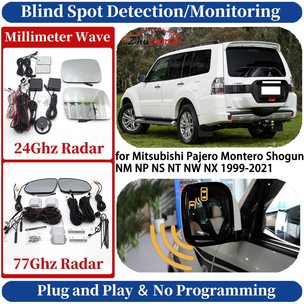 Blind Spot Monitoring/Detection System for Mitsubishi Pajero Montero Shogun NM NP NS NT NW NX 1999-2021 Safe Side Lane Change