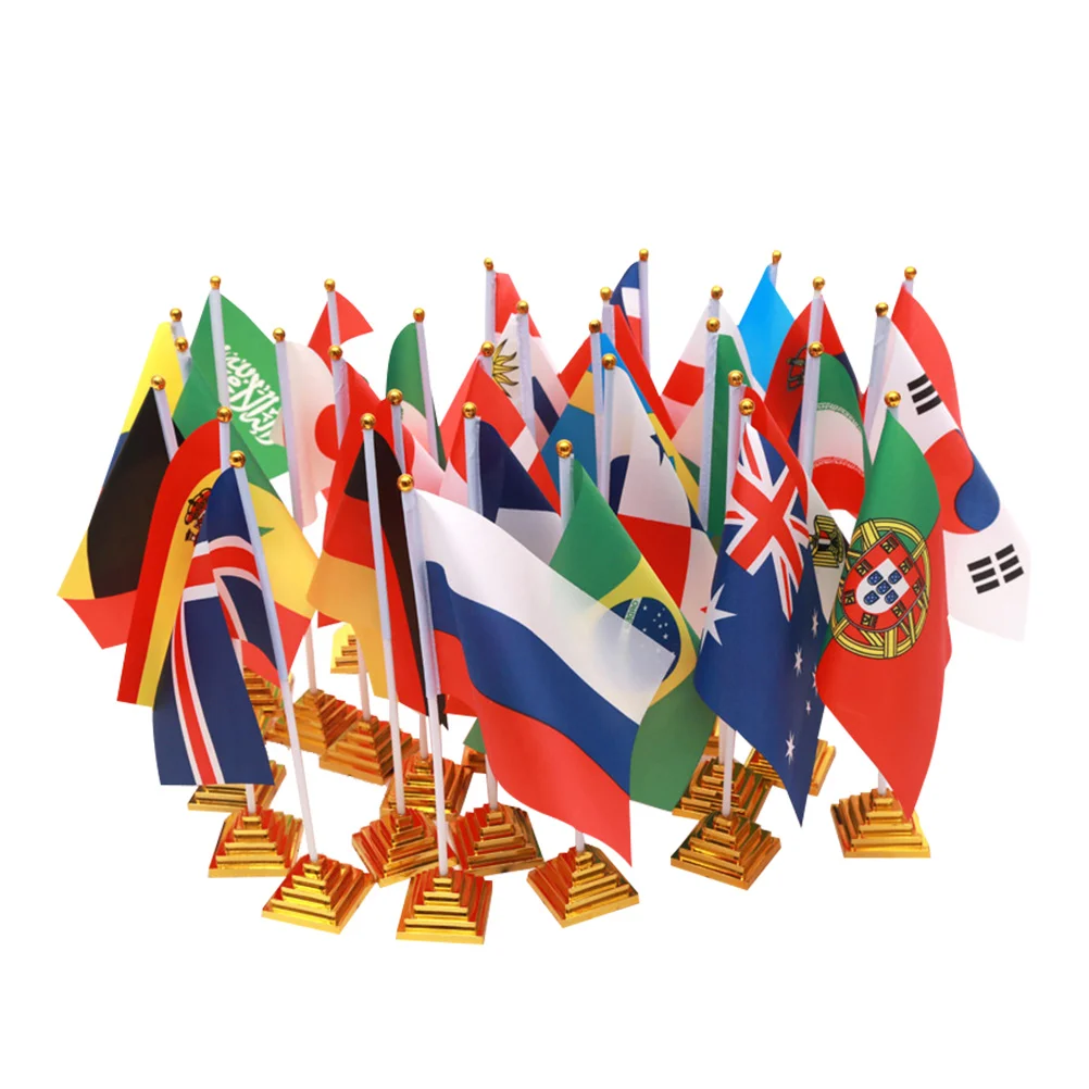 Drapeaux internationaux avec support pour décorations de table de bureau, drapeaux du monde, pays, 10 pièces, 2018