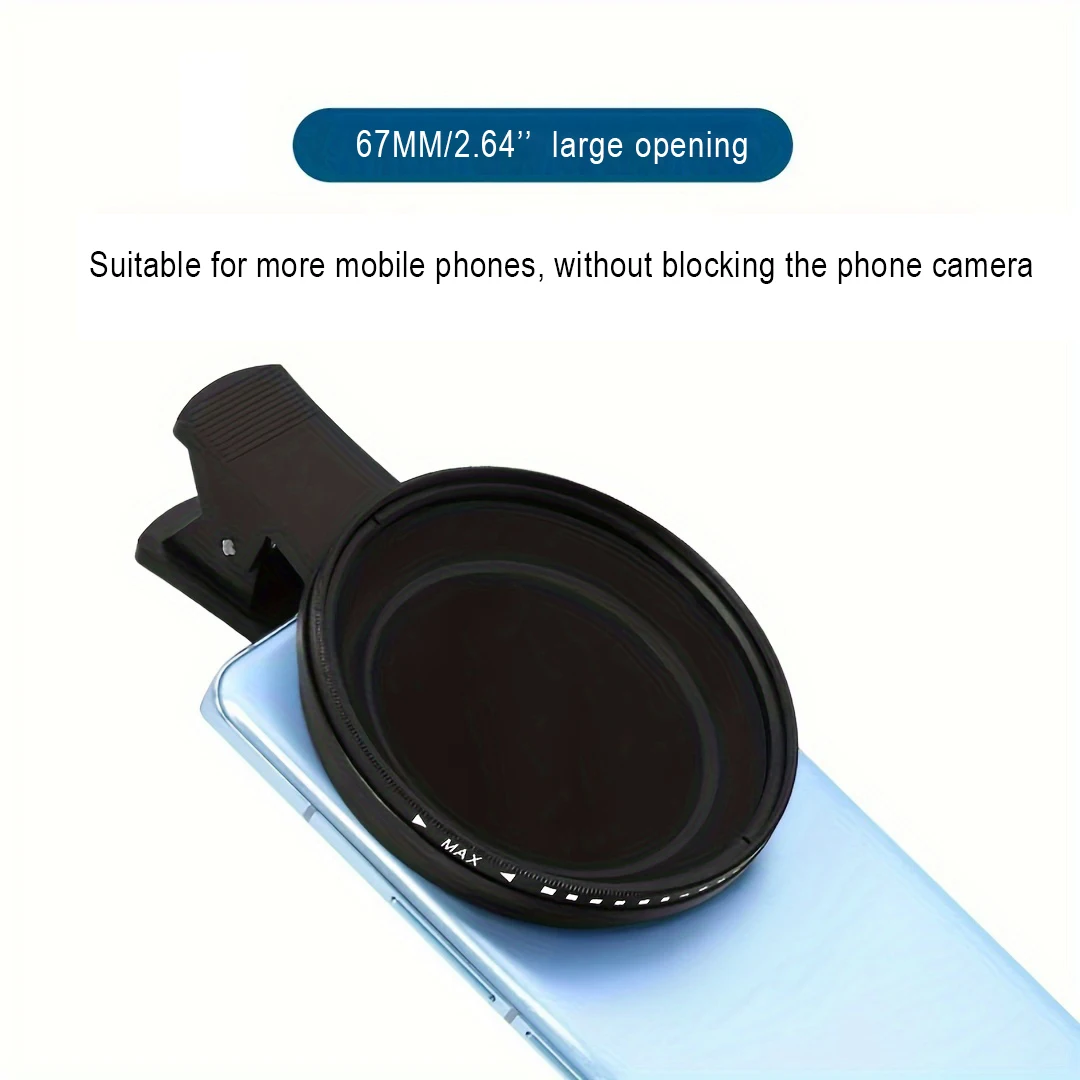 Kit de filtro de lente de 67mm com clipe de lente de telefone móvel filtro variável ND2-ND400 para iphone 16 15 14 pro max google pixel telefones inteligentes