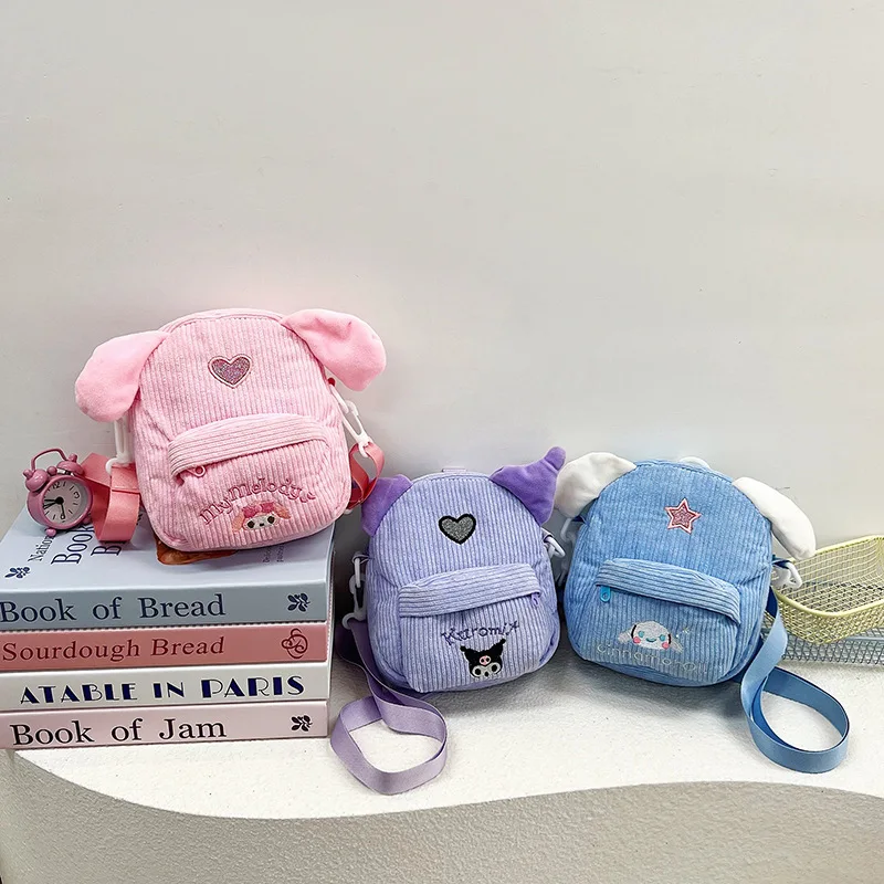 MINISO Kuromi Cinnamoroll Backpack  Print Girl Travel Storage  Bag Fashion Cartoon Cute Girl Baby Mini Backpack Kawaii Kids Bag