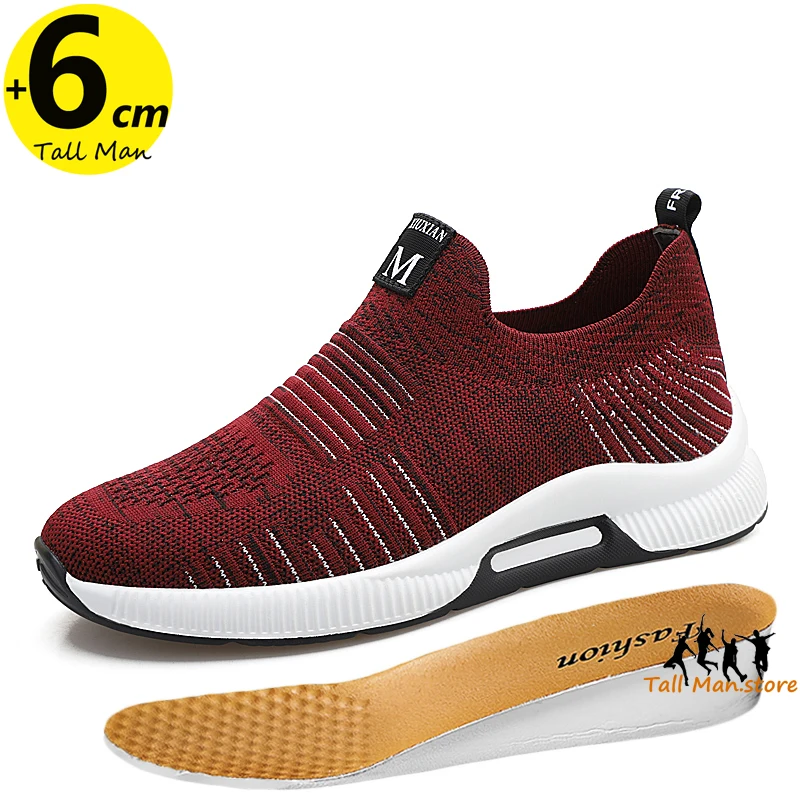Loafers Summer Men Sneakers Elevator Shoes Height Increase Insoles 6CM Man Mesh Daily Life