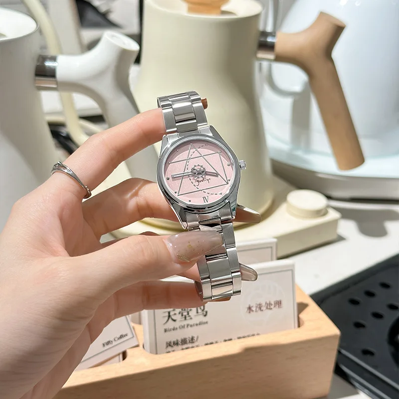 التجارة الخارجية الهندسية حزام الصلب ساعة كوارتز طالب ساعة الموضة تصميم الشعور ساعة تروس بسيطة للنساء #2