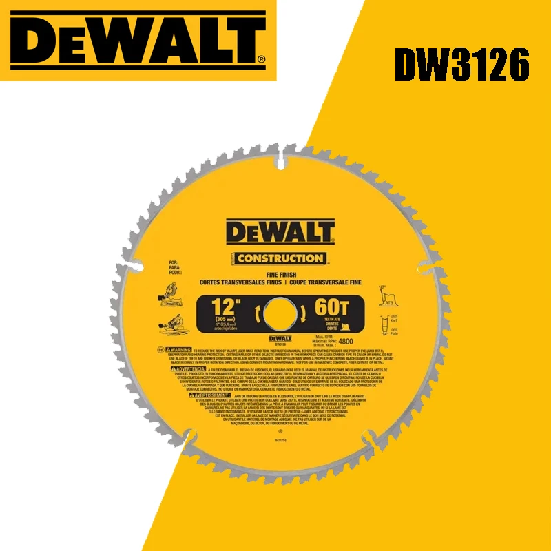 Imagem -02 - Dewalt-tungsten Carbide-ponta Saw Blades Aço Construção Disco Carpintaria Acessórios Ferramenta Especial Dw3126 Dw3128 12in 60t80t