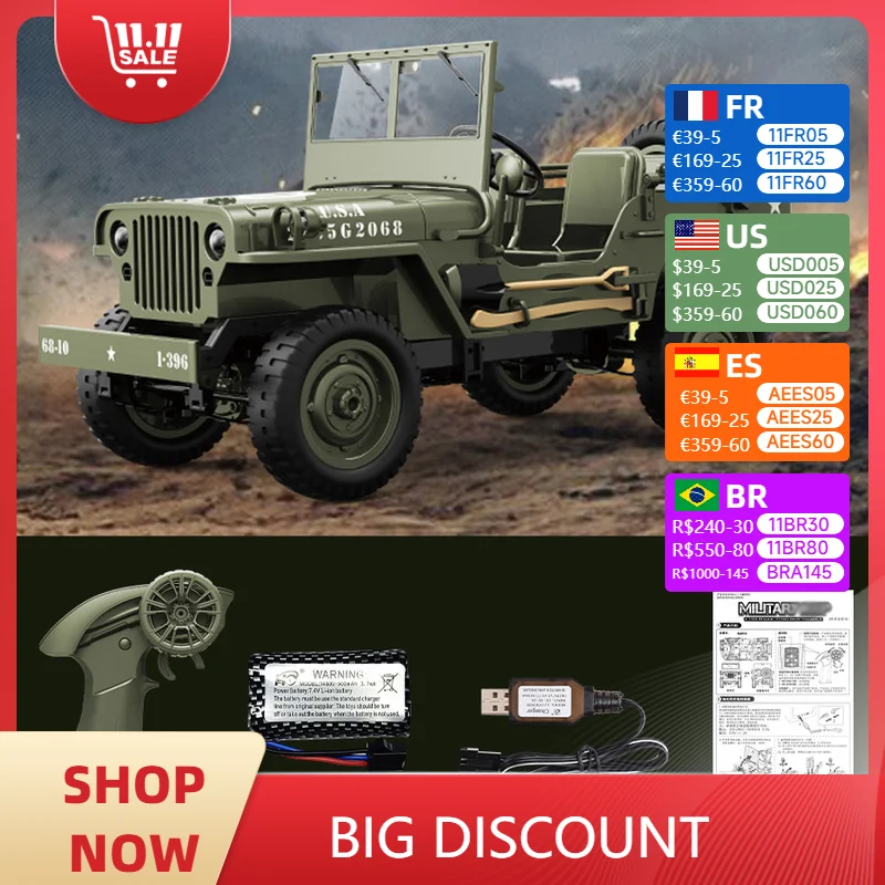 Jjrc C8815 Rc Car 1941 Jeep Willys 2.4g 4wd Rtr Crawler Climbing Scale Military Truck Offroad Vehicle Adult Toy Gift For Kids