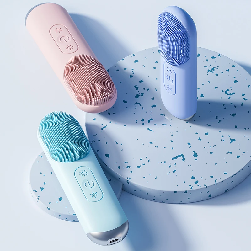 فرشاة تنظيف الوجه الكهربائية متعددة الوظائف، قابلة لإعادة الشحن، مقاومة للماء، تدليك بالضغط الساخن، اهتزاز صوتي، سيليكون لتنظيف الوجه #4