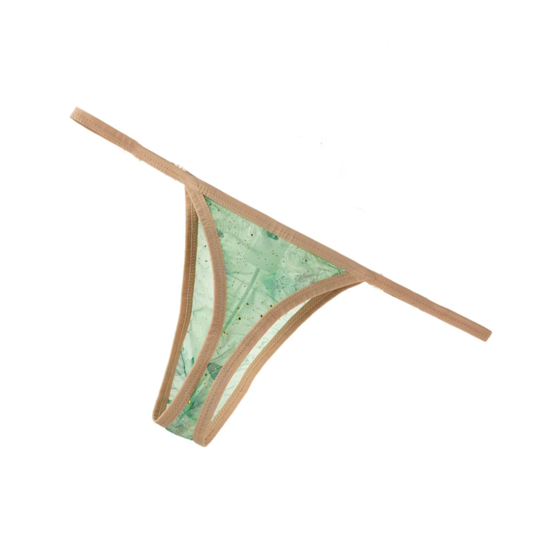 Ultra-thin Mesh Thong Men G Strings and Thongs Men U Pouch Print Underwear Breathable Low Rise Bikini Tanga Cuecas Men's T-back