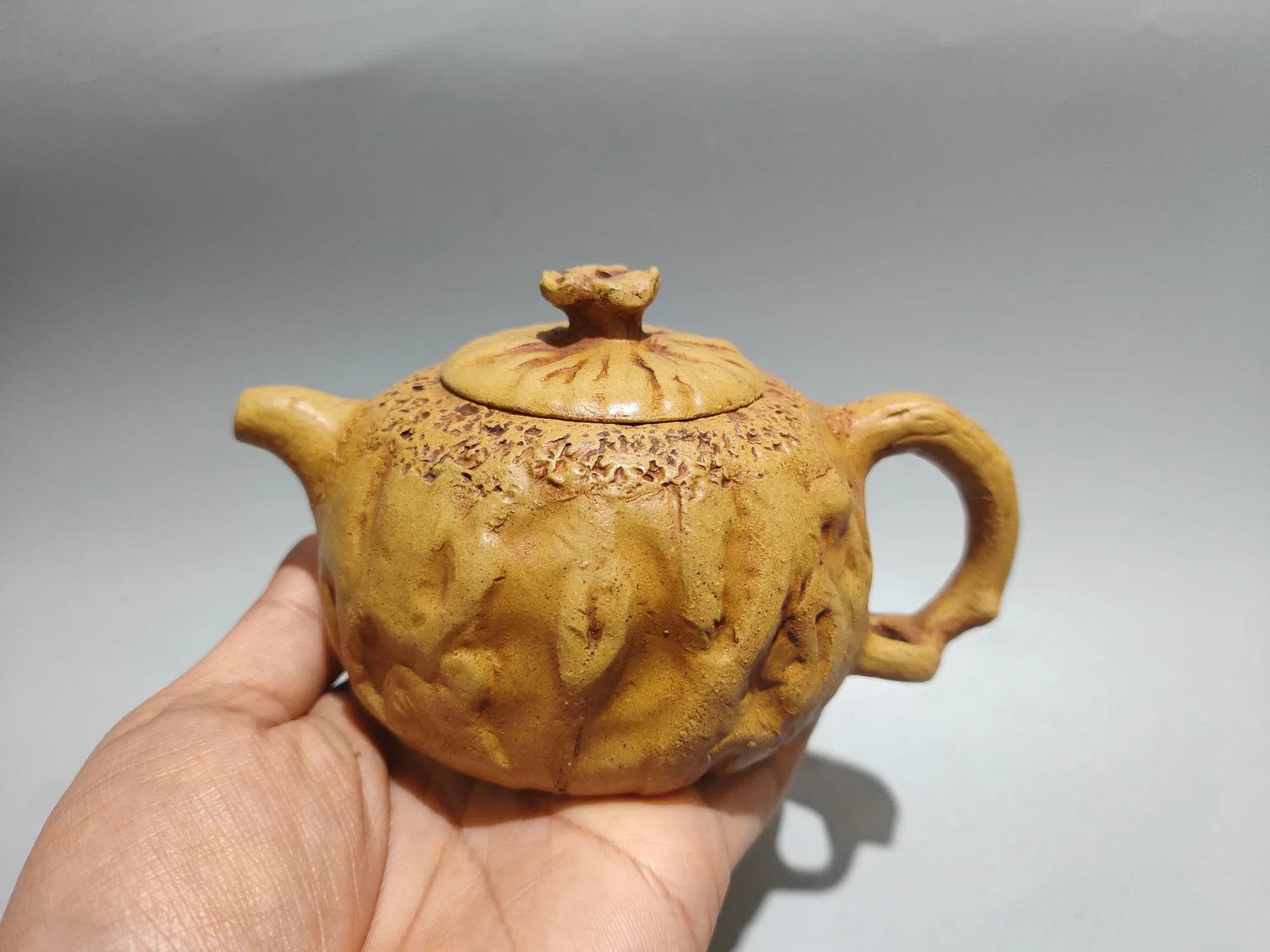 5"Chinese Yixing Purple Clay Teapot Pumpkin Shaped Teapot Pot Kettle Green stucco Teapot Pot Tea Maker Office