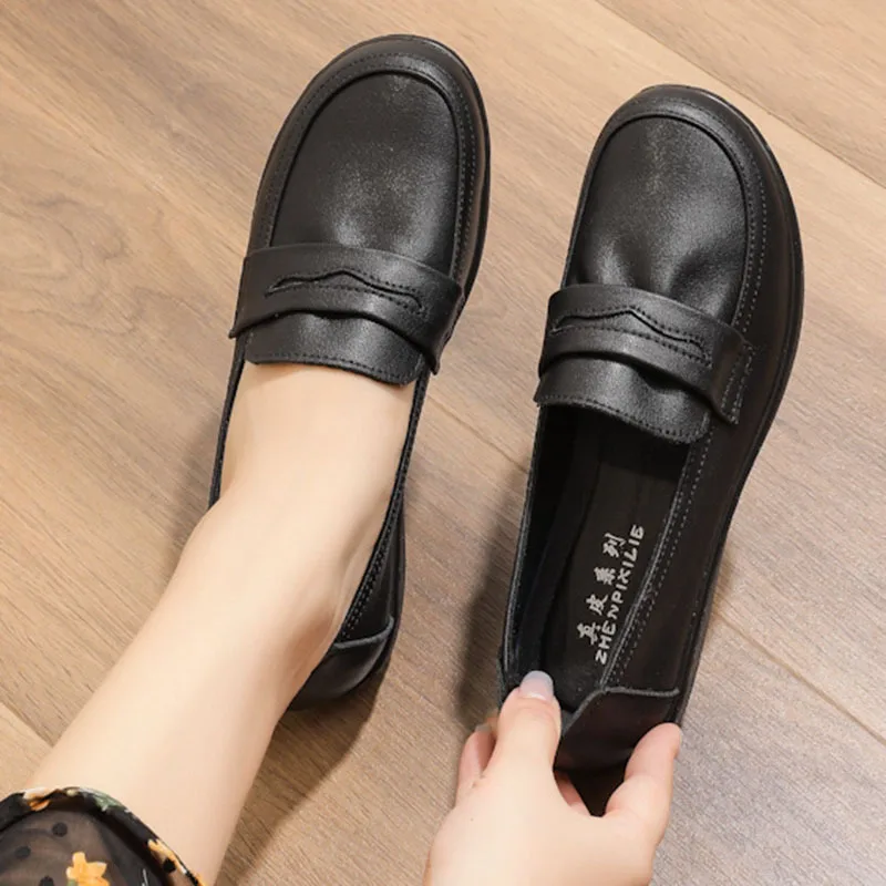 Spring New Woman Flat Shoes 2023 Autumn Genuine Leather Women Casual Shoes Soft Bottom Comfort Breathable Shoes Mom Shoes
