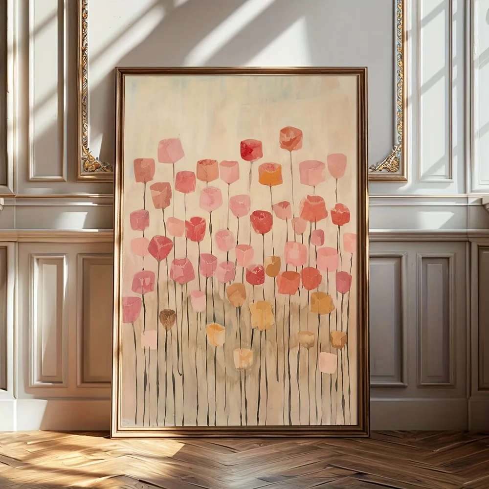 No Framed Japandi Vintage Botanical Floral Wall Art Poster Canvas Print Mid-Century Wabi Sabi Abstract Flower Rustic Painting fo