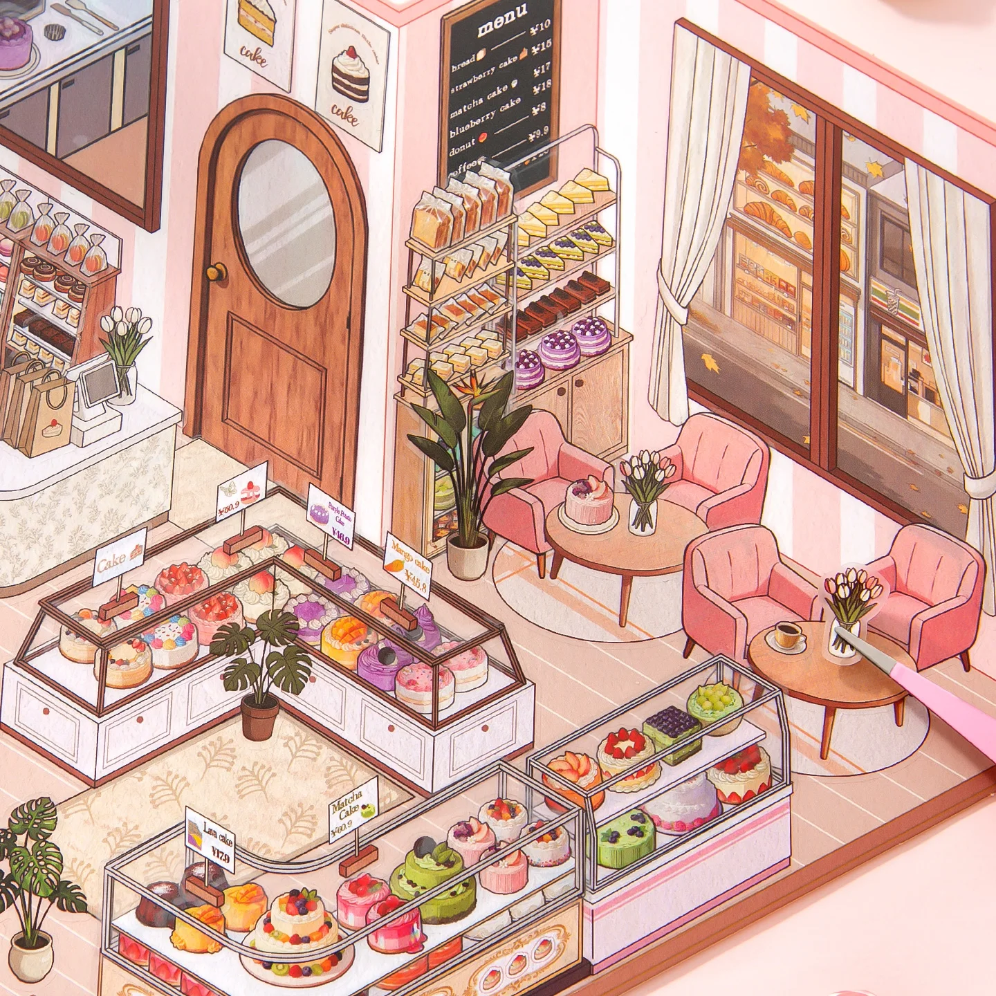 

Kawaii управление и хранилище 3D хлебный магазин пейзажная наклейка DIY карманная кабина сцена фестиваль подарок ﻿ ﻿