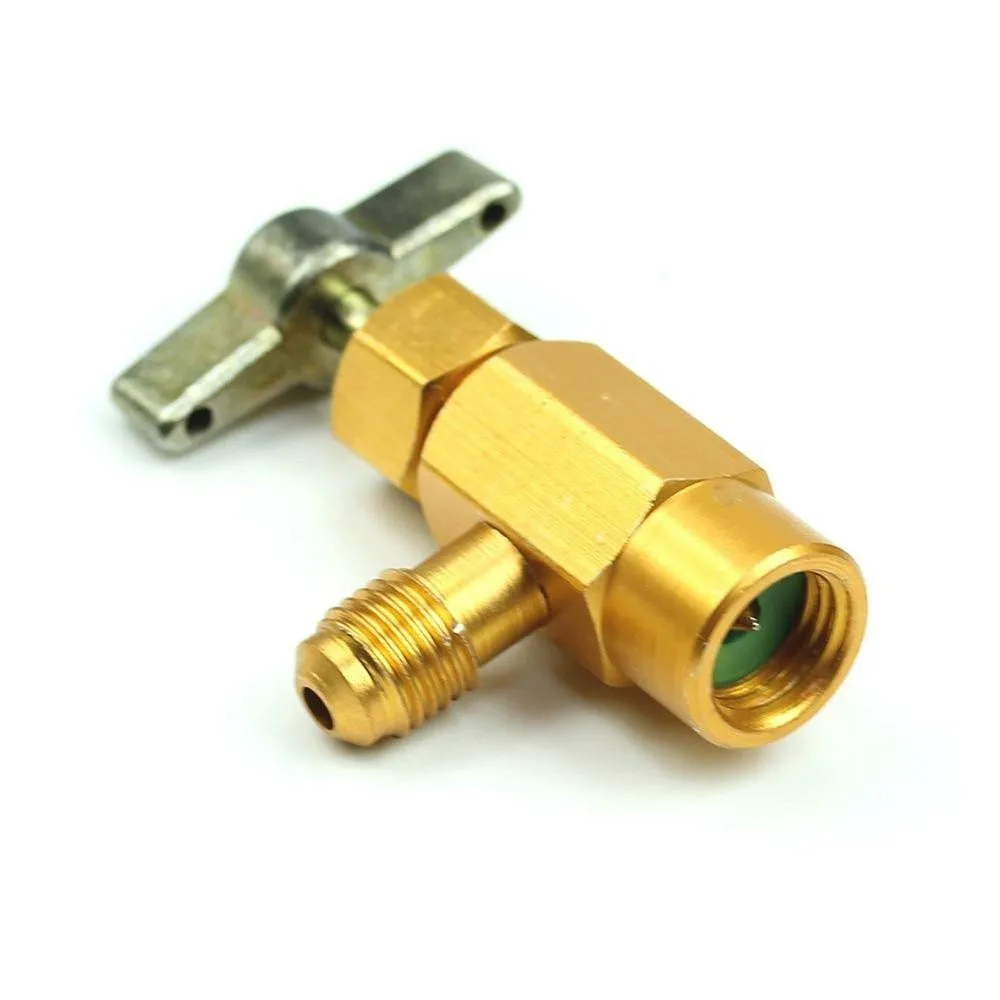 R134A Car Air Conditioning Adapter A/C Refrigerant Self-Piercing Can Tap Valve Bottle Opener Adapter 1/4 Flare Port