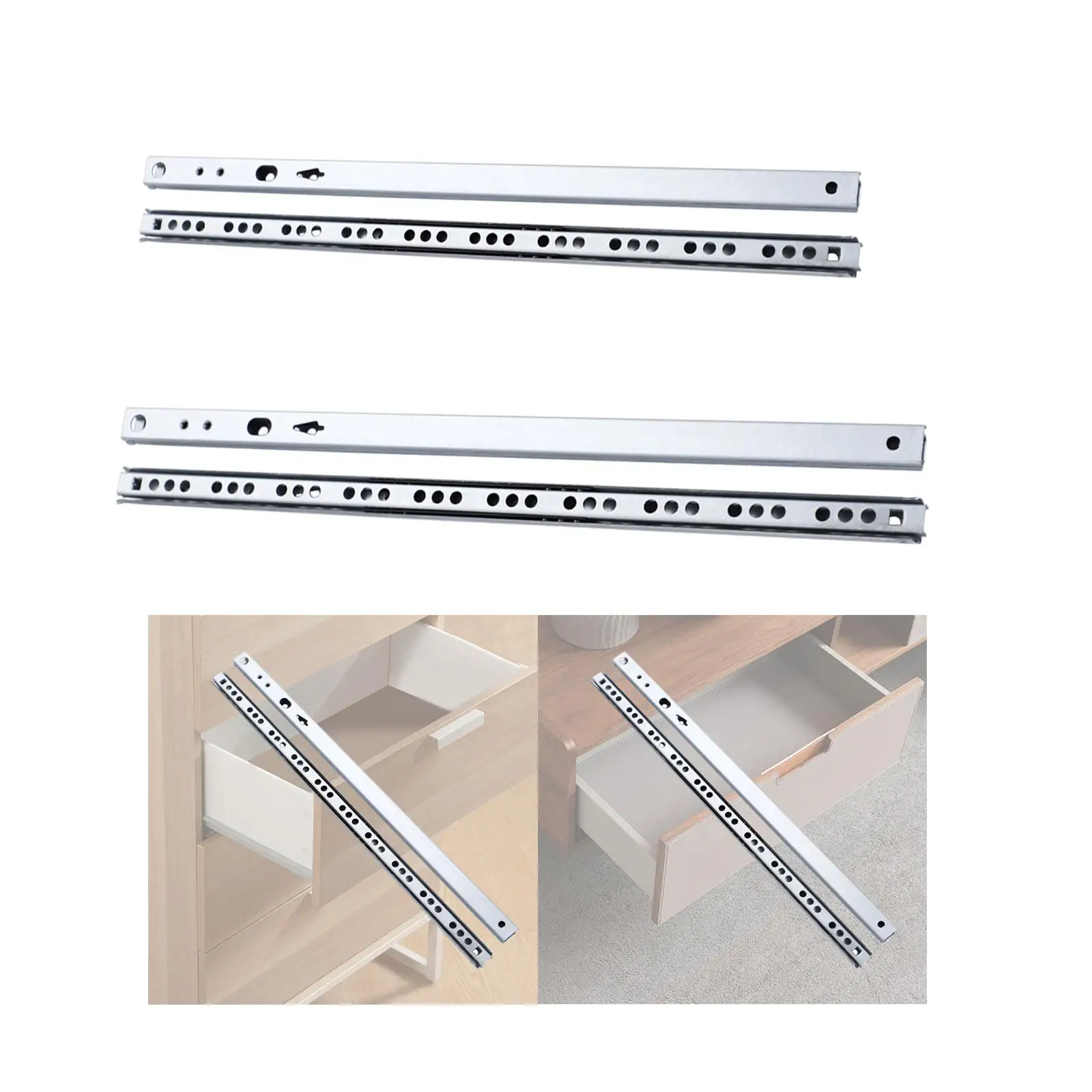 

Steel Drawer Slides Track Rail Smooth Ball Bearing Slide for Furniture DIY Cabinet Soft Slide for Kitchen Drawers