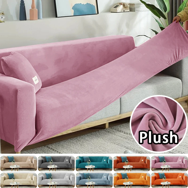 

1pc Velvet Sofa Cover Winter Warmth Sofa Protection Cover Elastic Fabric Anti-slip Sofa Slipcover Pet Scratch Sofa Cushion Cover