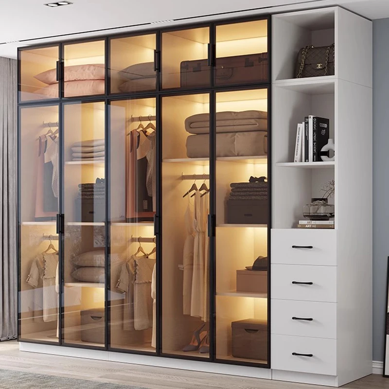 Organizer Partitions Wardrobe Mirror Cabinets Storage Cupboard Wooden Wardrobe Space Saving Cheap Cube Muebles Hotel Furniture