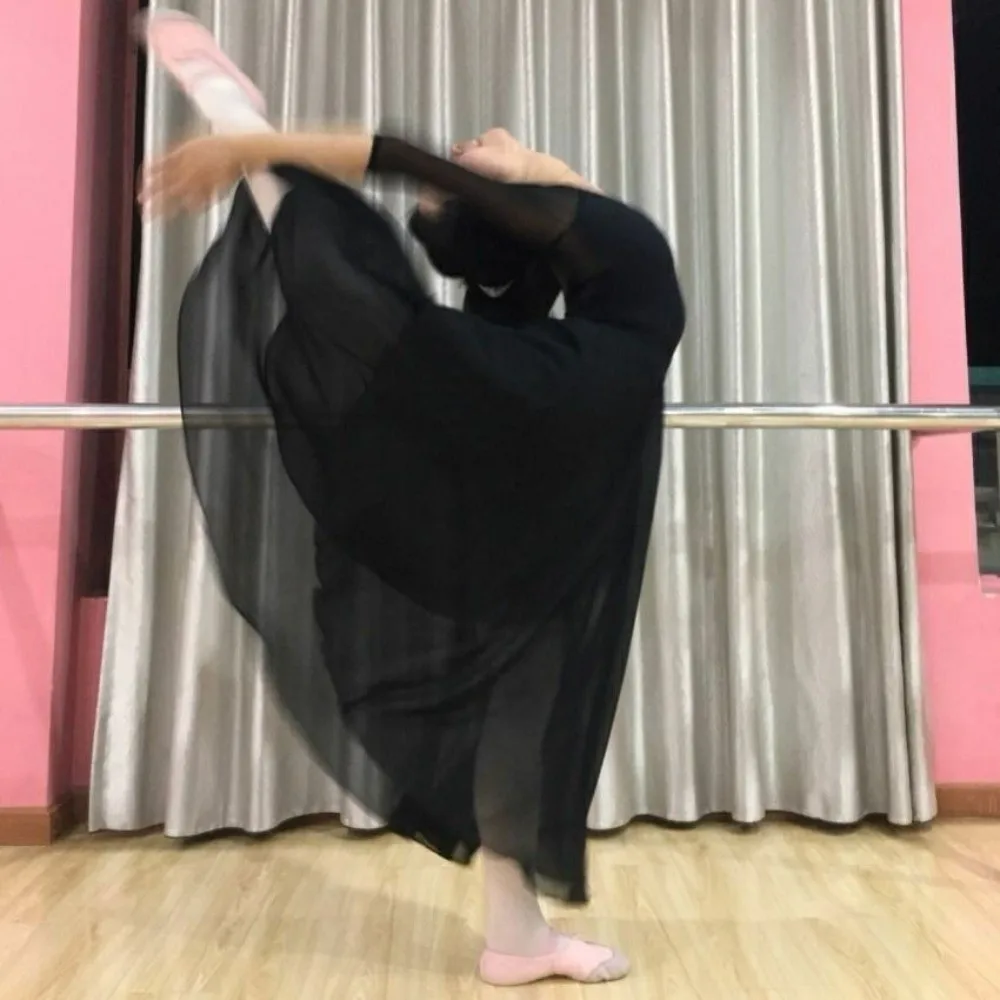 ロングタイアップバレエスカートダンスドレスラップスカーフロングシフォンダンススカートピュアカラーダンスアクセサリーフェアリーバレエチュチュスカート